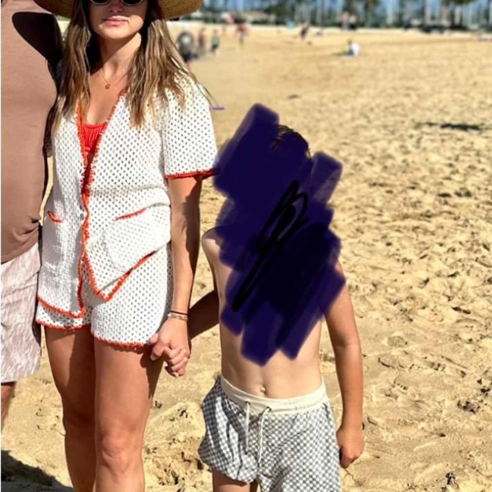 White and Red Crochet Set : Free People beach